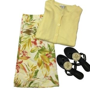 Floral tropical print a line skirt 14 judith hart